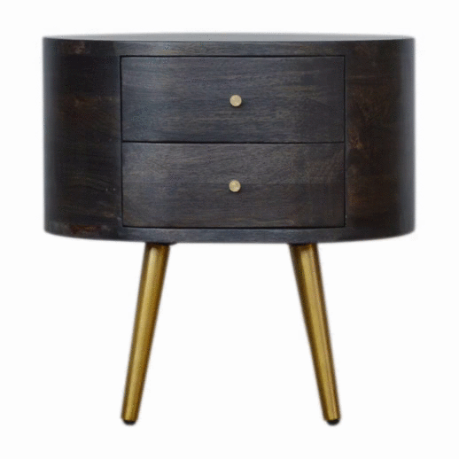 Ash Black Bedside with Brass Legs 35x45x45cm - Image 9