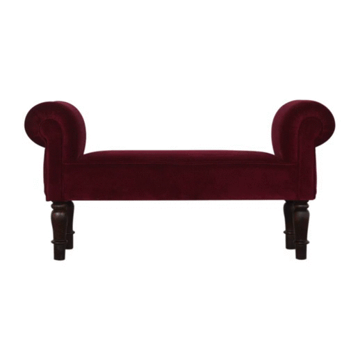 Wine Red Velvet Bench 35x101x53cm - Image 9