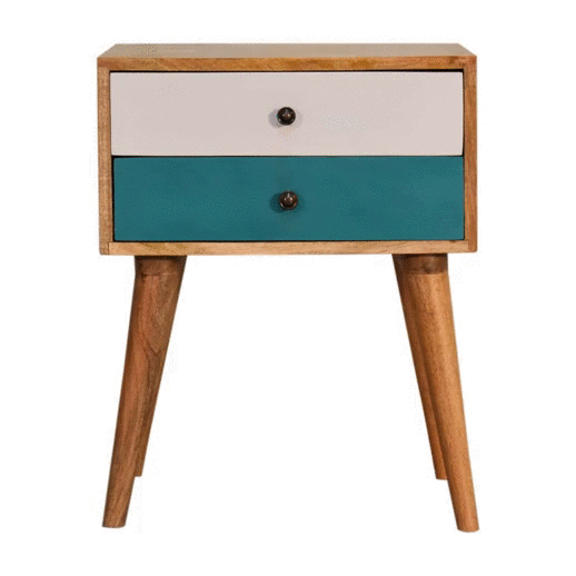 Teal Modern Solid Wood Bedside 35x45x57cm - Image 10