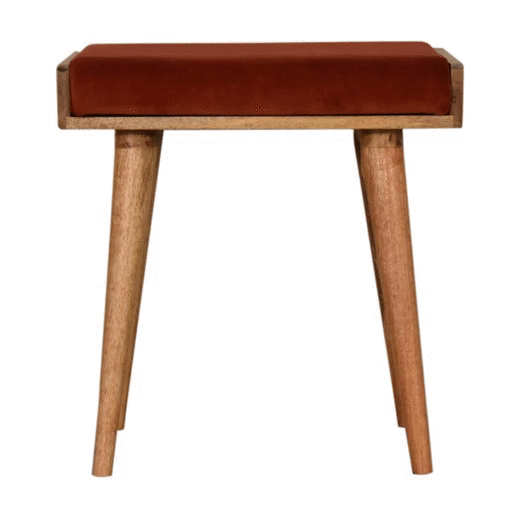 Brick Red Velvet Tray Style Footstool 35x50x52cm - Image 8
