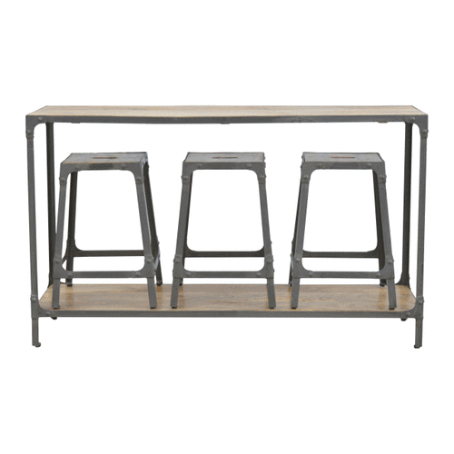 Iron Kitchen Table with 3 Nesting Stools 40x135x80cm - Image 10