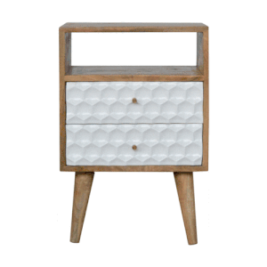 Honeycomb Carved Bedside with 2 Drawers and Open Slot