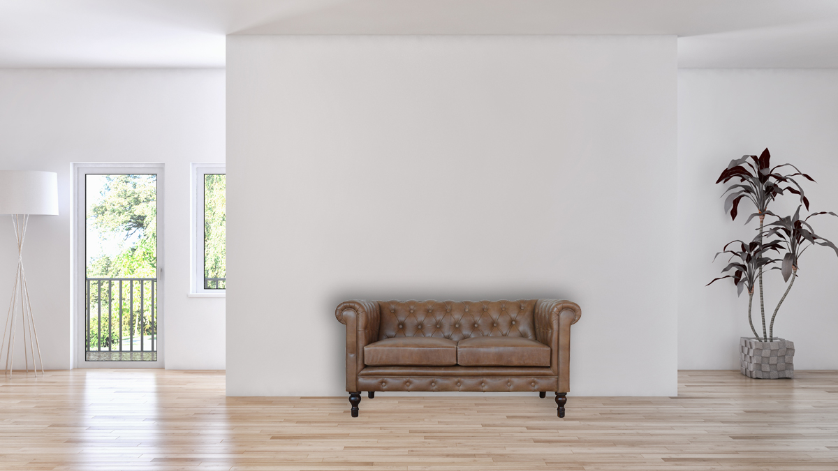 Brown Leather Double Seater Chesterfield Sofa 80x150x76cm - Image 11