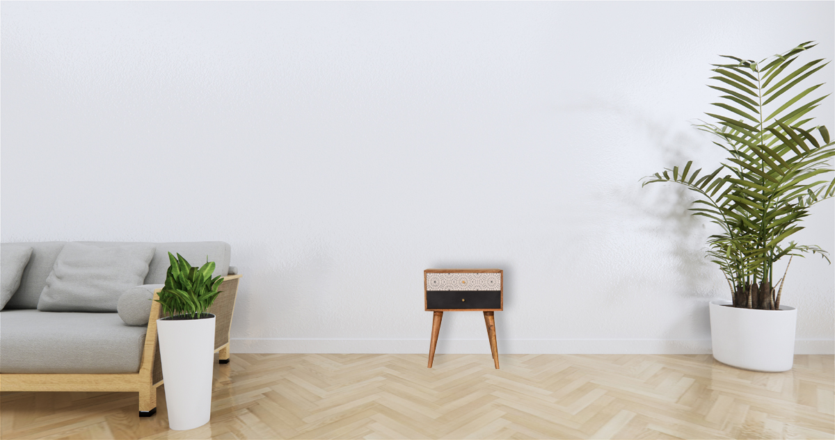 Black Patterned Bedside 35x45x57cm - Image 11