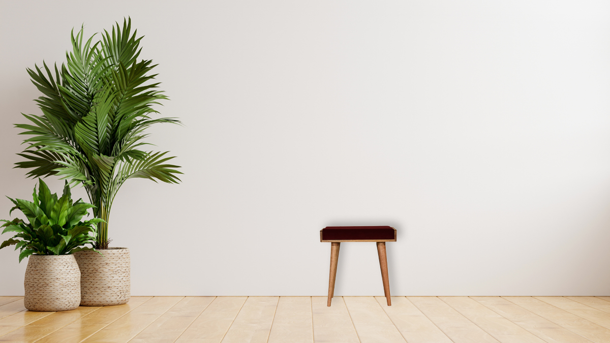 Wine Red Tray Style Footstool 35x50x52cm - Image 9