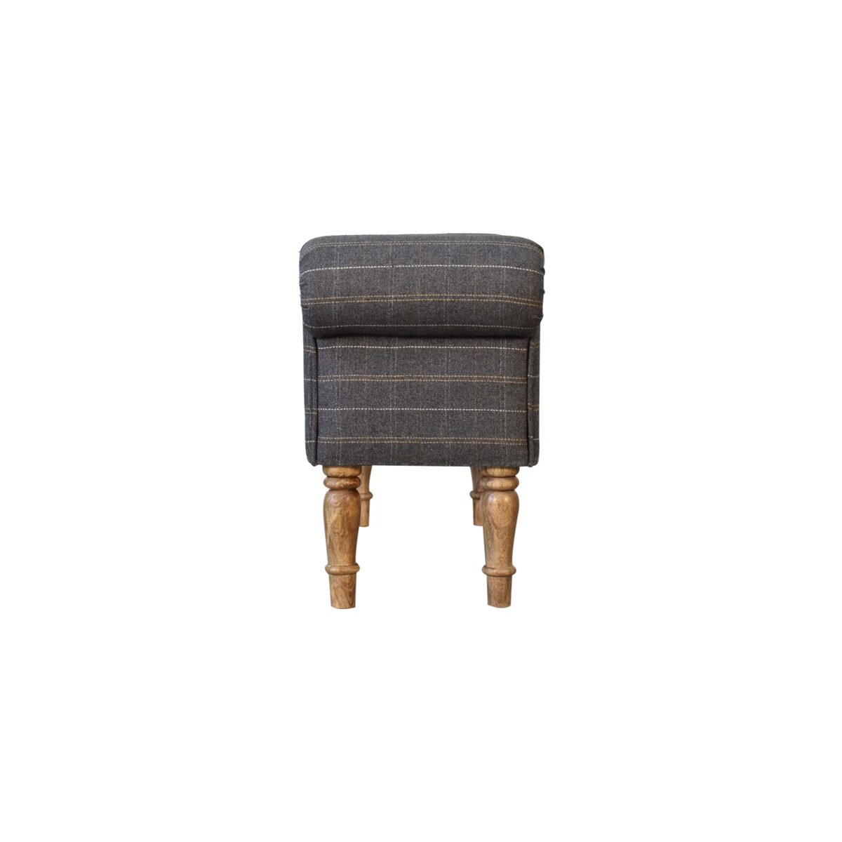 Pewter Tweed Bedroom Bench with Turned Feet 35x101x53cm - Image 9