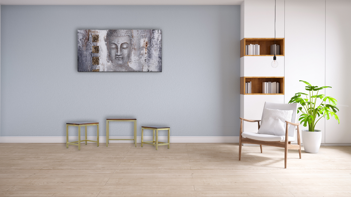 Golden Frame Nest Of 3 Tables With Wooden Top - Image 12