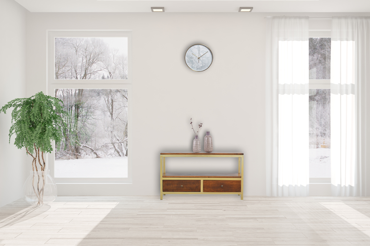 Coffee Table with Gold Base 35x90x50cm - Image 11