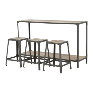 Iron Kitchen Table with 3 Nesting Stools 40x135x80cm