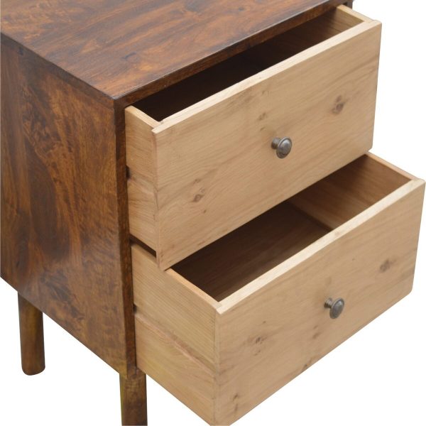 2 Drawer Bedside with Oak Wood Drawer Fronts 35x44x58cm