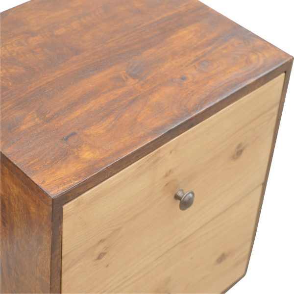 2 Drawer Bedside with Oak Wood Drawer Fronts 35x44x58cm