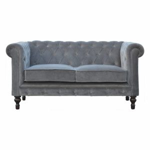 Grey Velvet Chesterfield Sofa 80x150x76cm