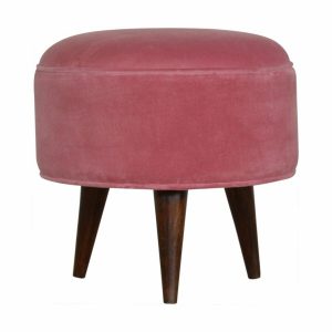 Pink Velvet Nordic Style Footstool 45x45x45cm