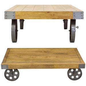 Urban Industrial Coffee table with Wheels Mango