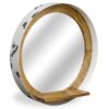 Urban Porthole Mirror w shelf Distressed White Recycled Drum