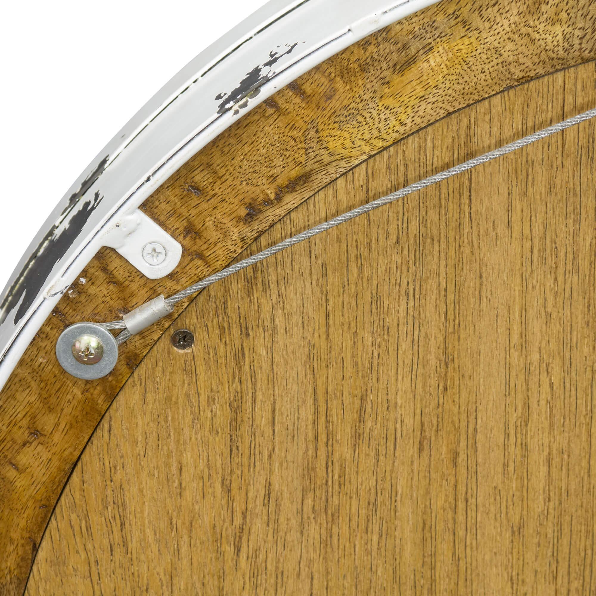 Urban Porthole Mirror w shelf Distressed White Recycled Drum