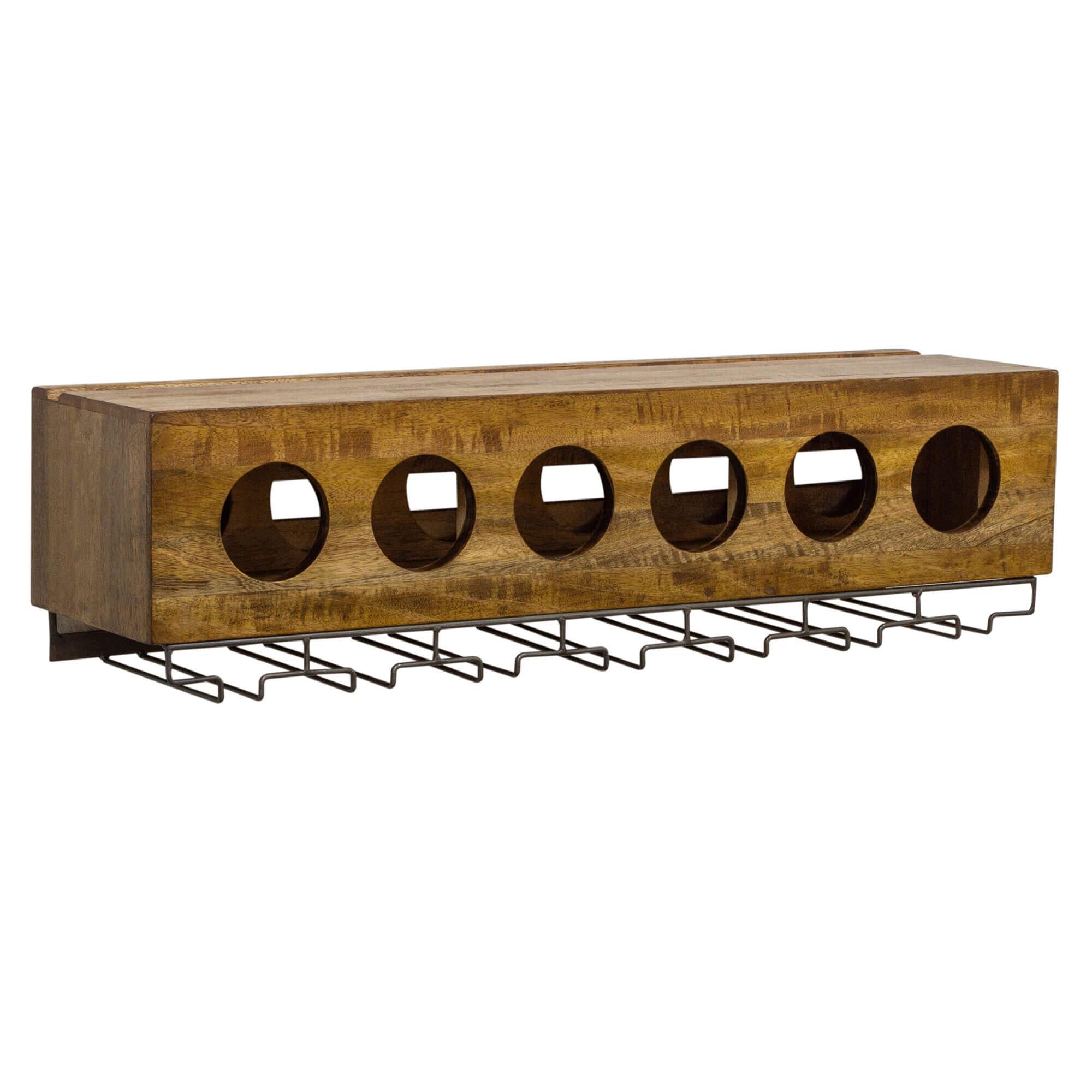 Urban Wall-mounted Wine Rack w Glass holders