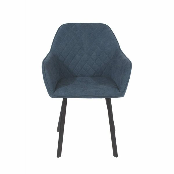 Aspen Core Fabric Blue Fabric Upholstered Armchairs With Black Metal Legs (Pair)