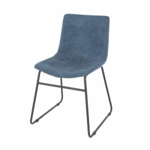 Aspen Core Blue Fabric Upholstered Dining Chairs With Black Metal Legs (Pair)