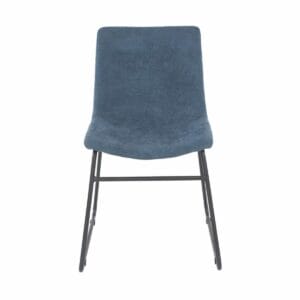 Aspen Core Fabric Blue Fabric Upholstered Dining Chairs With Black Metal Legs (Pair)