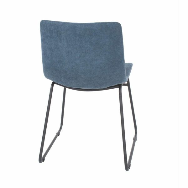 Aspen Core Blue Fabric Upholstered Dining Chairs With Black Metal Legs (Pair)