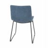 Aspen Core Fabric Blue Fabric Upholstered Dining Chairs With Black Metal Legs (Pair)