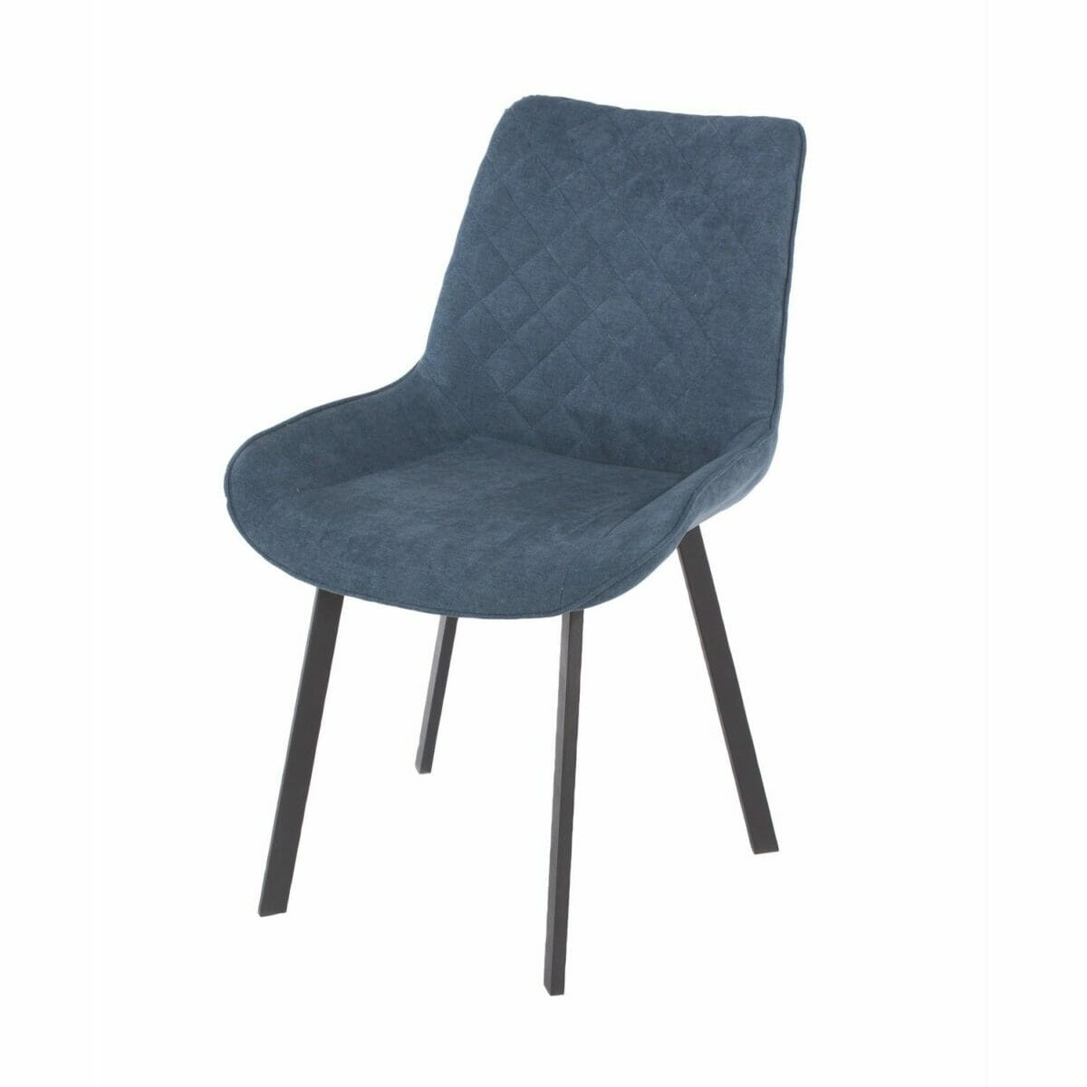 Aspen Core Blue Diamond Stitch Fabric Upholstered Dining Chairs With Black Metal Legs (Pair)