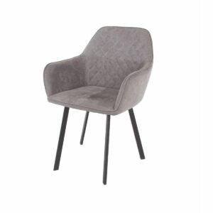 Aspen Core Fabric Grey Fabric Upholstered Armchairs With Black Metal Legs (Pair)