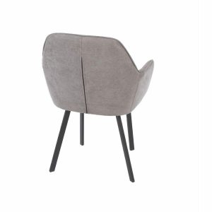 Aspen Core Fabric Grey Fabric Upholstered Armchairs With Black Metal Legs (Pair)