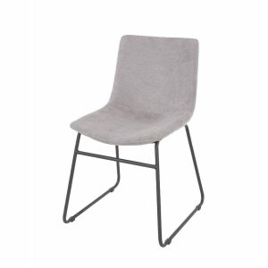 Aspen Grey Fabric Dining Chairs With Black Metal Legs (Pair)