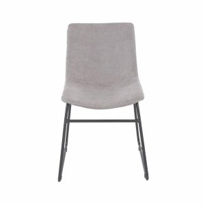 Aspen Core Fabric Grey Fabric Upholstered Dining Chairs With Black Metal Legs (Pair)