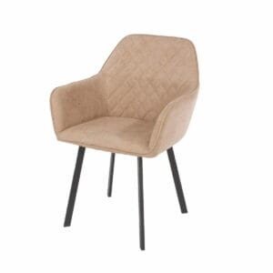 Aspen Core Fabric Sand Fabric Upholstered Armchairs With Black Metal Legs (Pair)