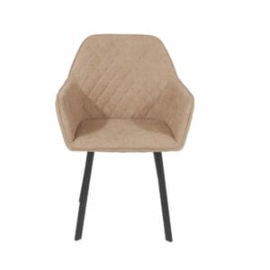 Aspen Core Fabric Sand Fabric Upholstered Armchairs With Black Metal Legs (Pair)