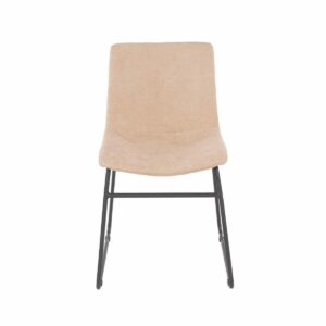 Aspen Core Fabric Sand Fabric Upholstered Dining Chairs With Black Metal Legs (Pair)