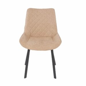 Aspen Core Fabric Sand Fabric Upholstered Dining Chairs With Black Metal Legs (Pair)