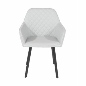 Aspen Core Faux Leather Grey Pu Upholstered Armchairs With Black Metal Legs (Pair)