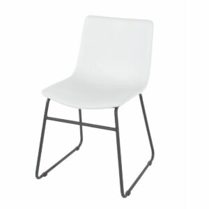 Aspen Core Faux Leather Grey Pu Upholstered Dining Chairs With Black Metal Legs (Pair)