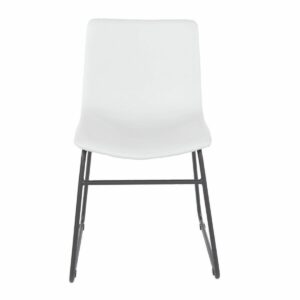 Aspen Core Faux Leather Grey Pu Upholstered Dining Chairs With Black Metal Legs (Pair)