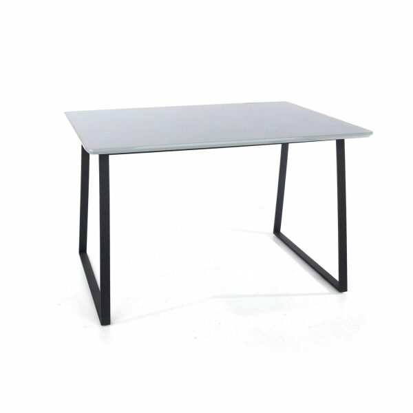 Aspen Core Mdf Rectangular Table With Black Metal Legs, High Gloss Grey