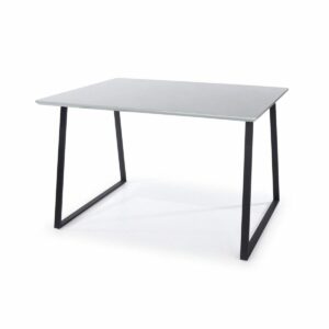 Aspen Core Mdf Rectangular Table With Black Metal Legs, High Gloss Grey