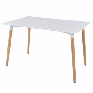 Aspen Core Mdf Rectangular Table With Wooden Legs, White