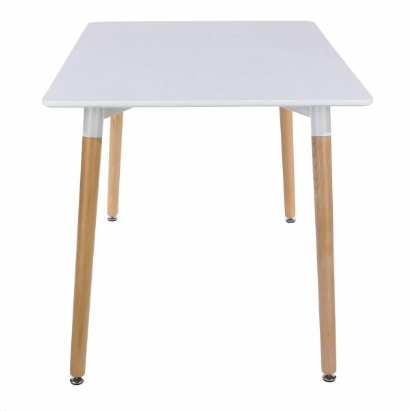 Aspen Core Mdf Rectangular Table With Wooden Legs, White