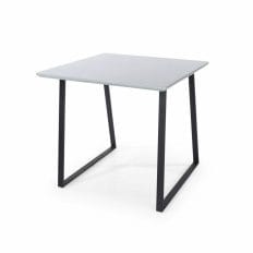 Aspen Core Mdf Square Table With Black Metal Legs, High Gloss Grey