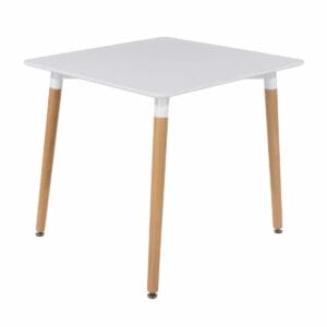 Aspen Core Mdf Square Table With Wooden Legs, White