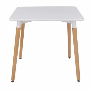 Aspen Core Mdf Square Table With Wooden Legs, White