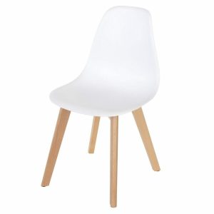 Aspen Core Plastic White Plastic Chairs With Wood Legs (Pair)