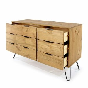 Augusta Pine 3+3 Drawer Wide Chest Of Drawers