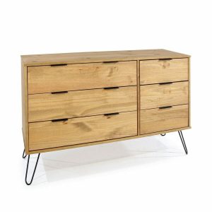Augusta Pine 3+3 Drawer Wide Chest Of Drawers