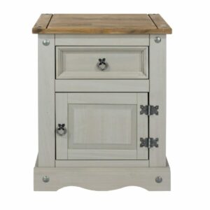 Corona Grey Pine 1 Door, 1 Drawer Bedside Cabinet