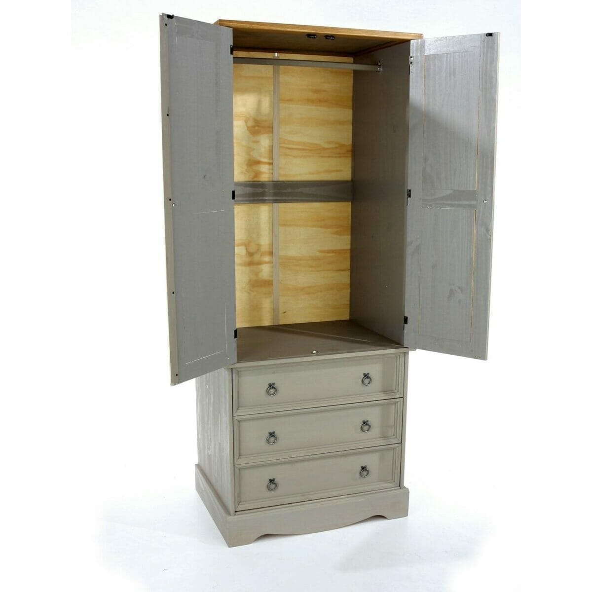 Corona Grey Pine 2 Door, 3 Drawer Wardrobe
